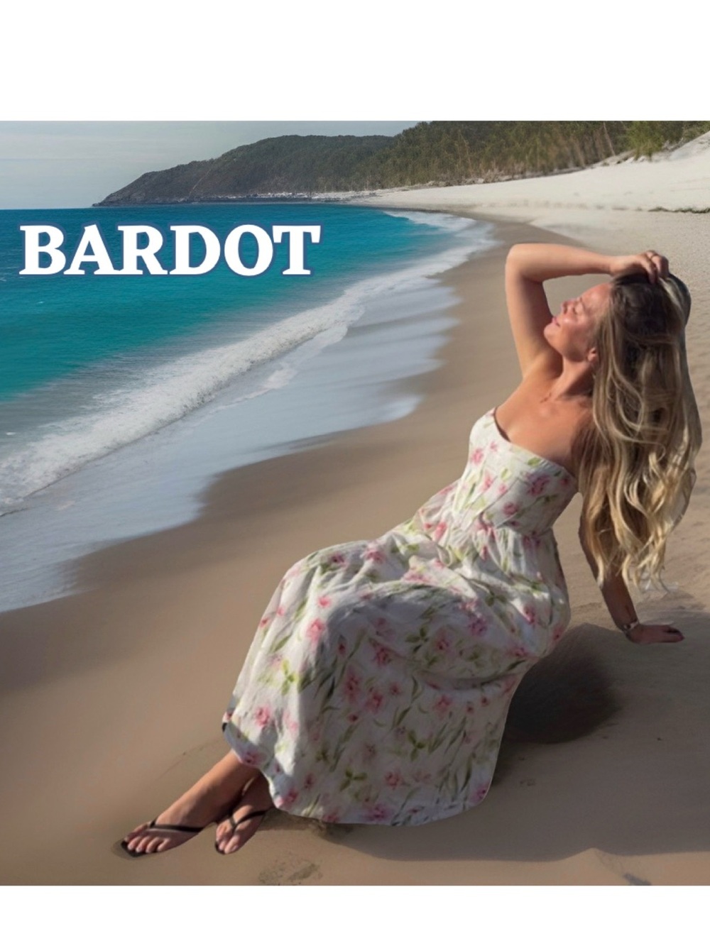 🌷Bardot Lola Corset Midi Dress Size 2 Strapless Ramie in Summer White Floral 🌷